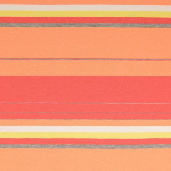 85cm Reststück Jersey Streifen in Orange/Lachs Tönen